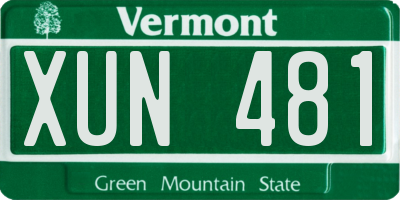 VT license plate XUN481