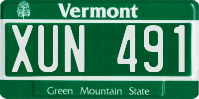 VT license plate XUN491