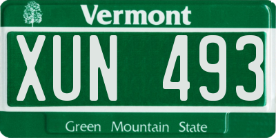 VT license plate XUN493