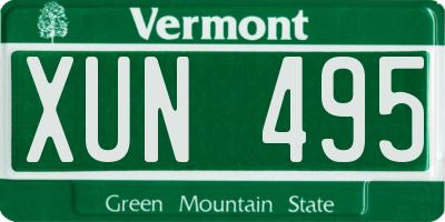 VT license plate XUN495