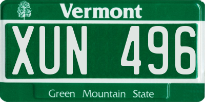 VT license plate XUN496