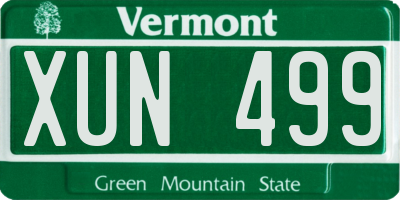 VT license plate XUN499