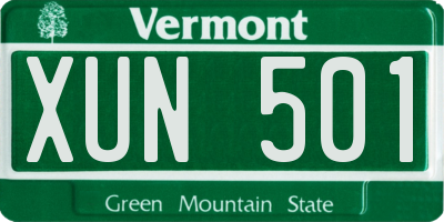 VT license plate XUN501