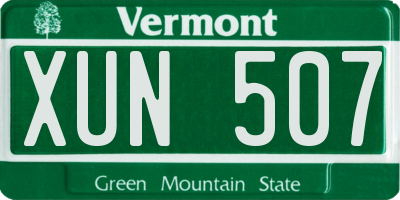 VT license plate XUN507