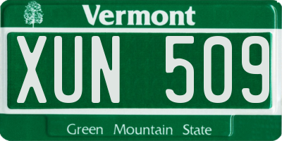 VT license plate XUN509