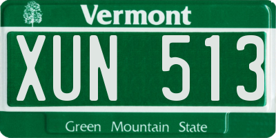 VT license plate XUN513