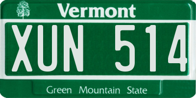 VT license plate XUN514