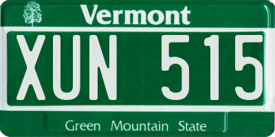VT license plate XUN515
