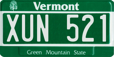 VT license plate XUN521