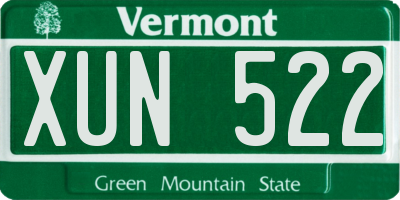 VT license plate XUN522