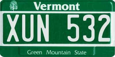VT license plate XUN532