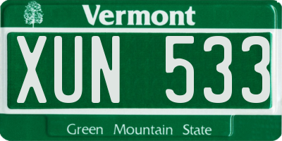 VT license plate XUN533