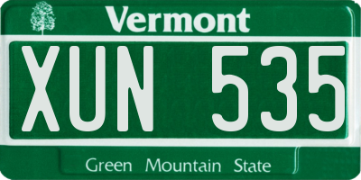 VT license plate XUN535