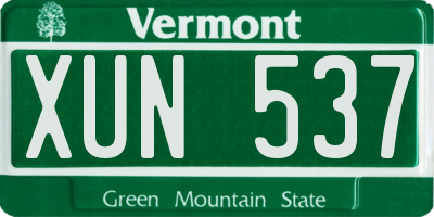 VT license plate XUN537