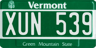 VT license plate XUN539