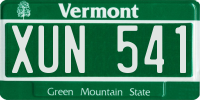 VT license plate XUN541