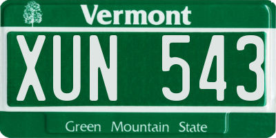 VT license plate XUN543