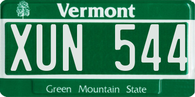 VT license plate XUN544