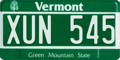 VT license plate XUN545