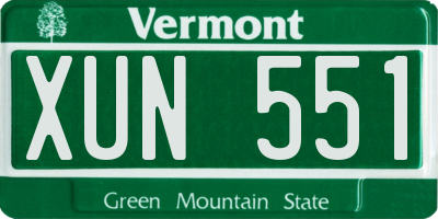 VT license plate XUN551