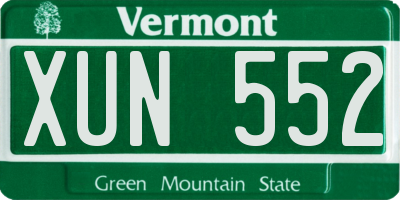 VT license plate XUN552
