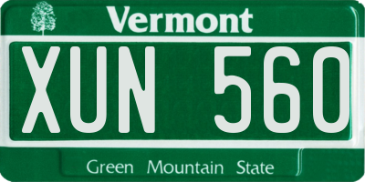 VT license plate XUN560