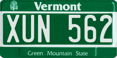 VT license plate XUN562