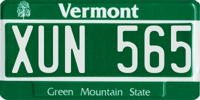 VT license plate XUN565