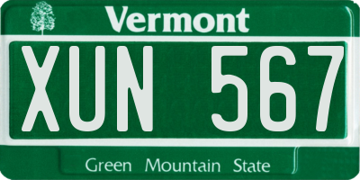 VT license plate XUN567