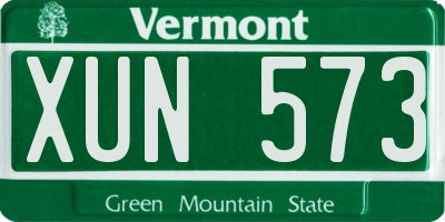 VT license plate XUN573