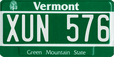VT license plate XUN576