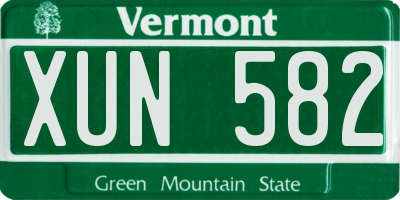 VT license plate XUN582