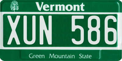 VT license plate XUN586