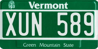 VT license plate XUN589