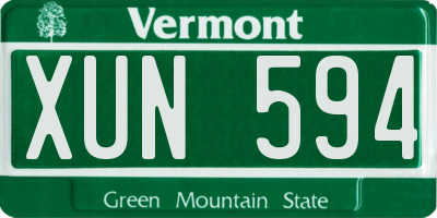 VT license plate XUN594