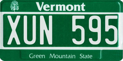 VT license plate XUN595