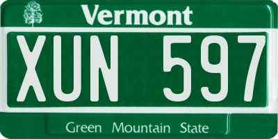 VT license plate XUN597