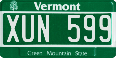 VT license plate XUN599