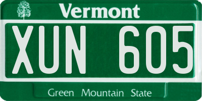 VT license plate XUN605
