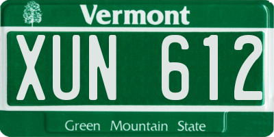 VT license plate XUN612