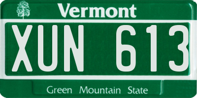 VT license plate XUN613