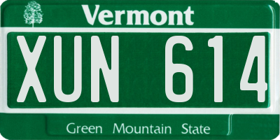 VT license plate XUN614