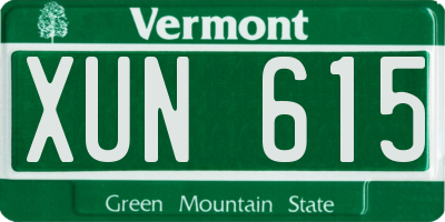 VT license plate XUN615
