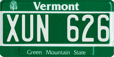 VT license plate XUN626