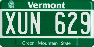 VT license plate XUN629