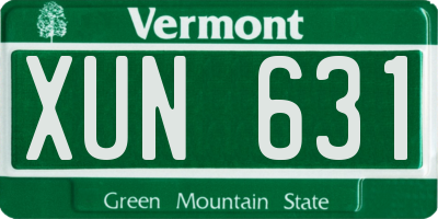 VT license plate XUN631