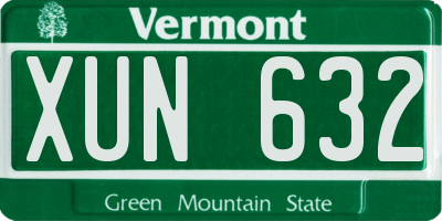 VT license plate XUN632