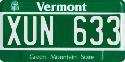 VT license plate XUN633