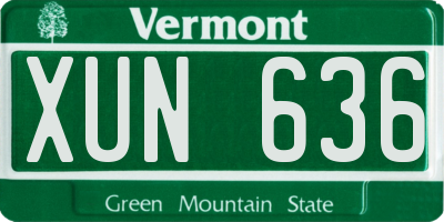 VT license plate XUN636