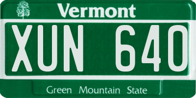 VT license plate XUN640